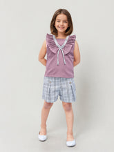 Toonyport Girls Frilled Top & Checkered Shorts Set