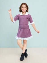 Toonyport Girls' Solid Skirt & Collared Top Set