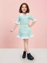 Toonyport Girls' Solid Skirt & Collared Top Set