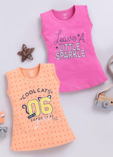 Toonyport Pack OF 2 Cotton Printed A-line Frocks For Girs