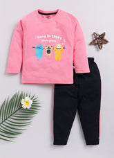 Boys' Printed Cotton T-Shirts with Jogger Set