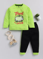 Boys' Printed Cotton T-Shirts with Jogger Set