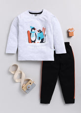 Boys' Printed Cotton T-Shirts with Jogger Set