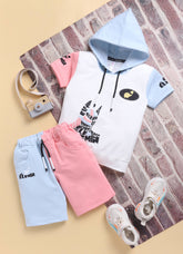 Boys' Trendy Color-blocked Hooded Co-ord Set