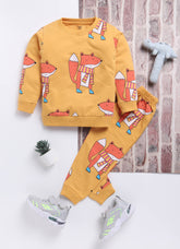 Toonyport Boys' Cute Fox Printed Comfy Sweatshirt with Jogger Set