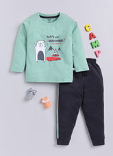 Boys' Printed Cotton T-Shirts with Jogger Set