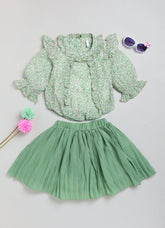 Floral Printed Skirt & Top Sets For Girls