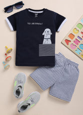 Toonyport Animal Printed Cotton T-shirt & Shorts Summer Set For Boys