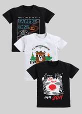 Toonyport Half Sleeves Summer T-Shirt For Boys (Pack of 3)