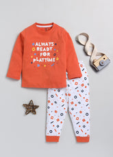 Girls' Printed Cotton T-Shirts with Jogger Set
