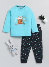 Girls' Printed Cotton T-Shirts with Jogger Set