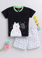 Toonyport Bear Printed Cotton T-Shirt & Shorts Summer Set For Boys