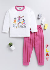 Girls' Printed Cotton T-Shirts with Jogger Set