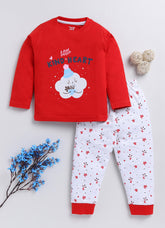 Girls' Printed Cotton T-Shirts with Jogger Set