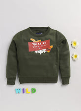 Toonyport New Collection Graphic Printed Winterwear Sweatshirt for Kids - Green