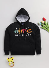 Toonyport New Collection Graphic Printed Winterwear Hooded Sweatshirt for Kids - Black