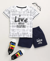 Toonyport Typography Printed Cotton T-Shirt & Shorts Summer Set For Boys