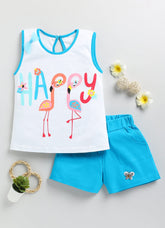 Toonyport Sleeveless Cotton Top & Shorts Summer Set For Girls