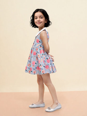 Toonyport Girls Printed Fit & Flare Dress