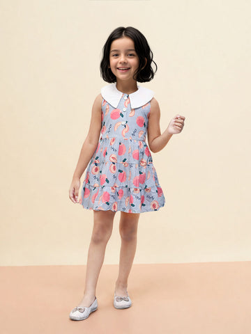 Toonyport Girls Printed Fit & Flare Dress