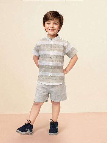 Boys' Striped Pure Cotton Shirt & Short Set