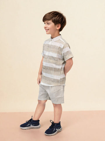 Boys' Striped Pure Cotton Shirt & Short Set