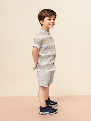 Boys' Striped Pure Cotton Shirt & Short Set