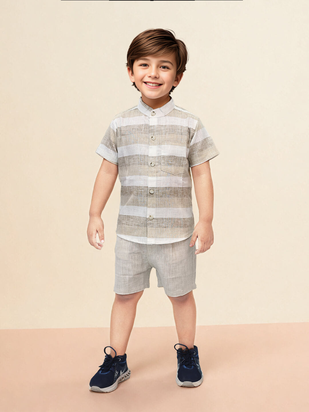 Boys' Striped Pure Cotton Shirt & Short Set