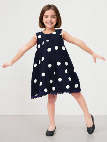 Toonyport Girls' Black Polka Dot Fit and Flare Dress