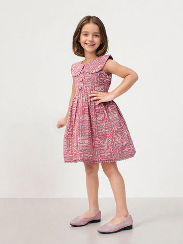 Toonyport Cotton Rust Fit & Flare Dress for Girls