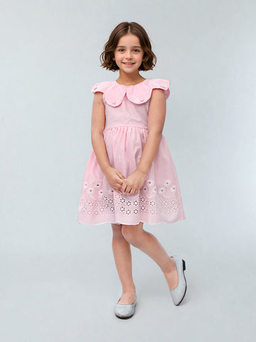 Toonyport Cotton Pink Fit & Flare Dress for Girls