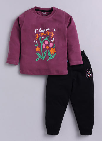 Printed Cotton T-Shirts with Jogger Set