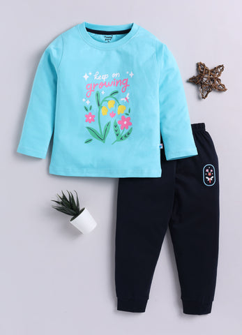 Printed Cotton T-Shirts with Jogger Set