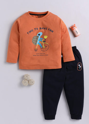 Printed Cotton T-Shirts with Jogger Set