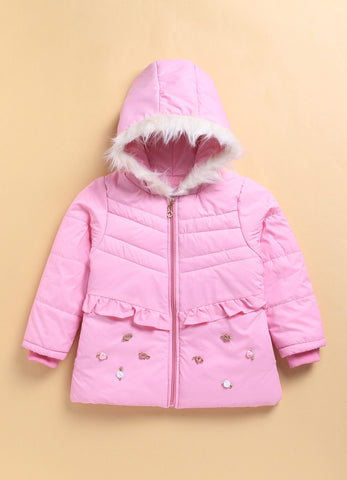 Toonyport Cozy Pink Fur Hood Jacket