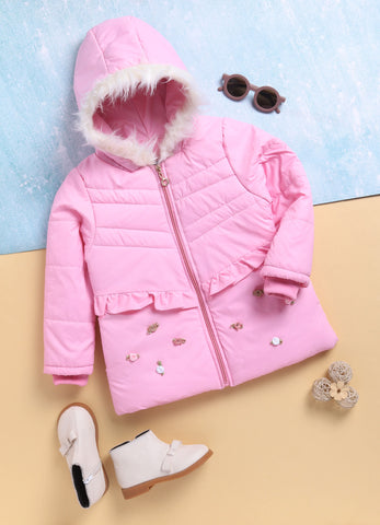 Toonyport Cozy Pink Fur Hood Jacket