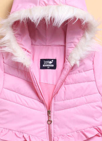 Toonyport Cozy Pink Fur Hood Jacket