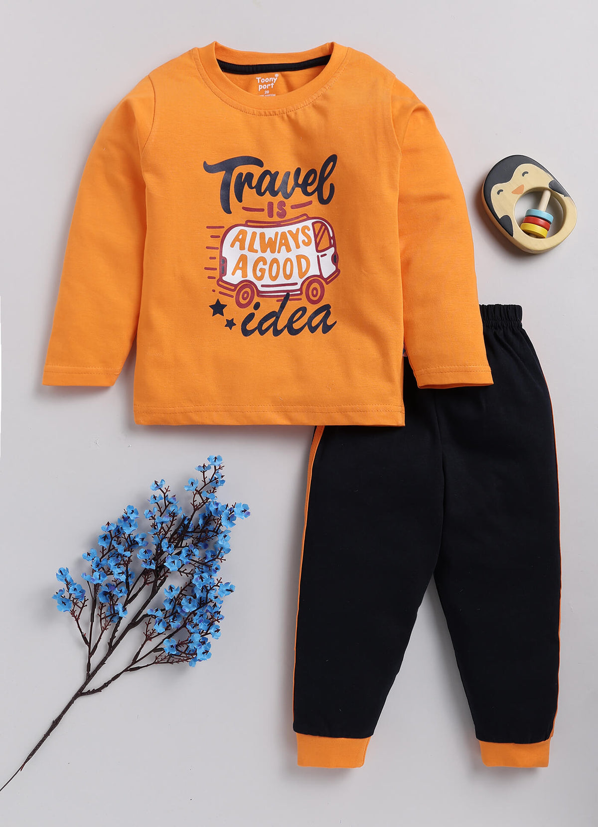Boys' Printed Cotton T-Shirts with Jogger Set