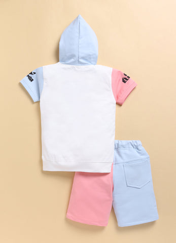 Boys' Trendy Color-blocked Hooded Co-ord Set