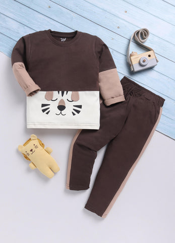 Toonyport Boys' Cute Animal Printed Comfy Sweatshirt with Jogger Set