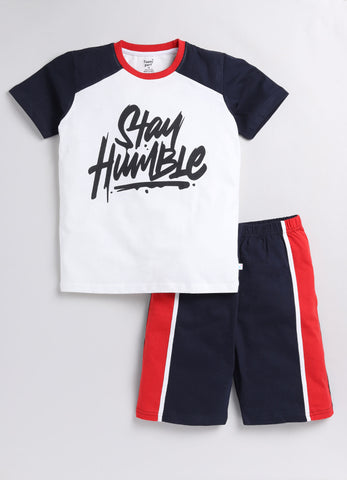 Boys' Printed Cotton T-Shirts and Shorts Set