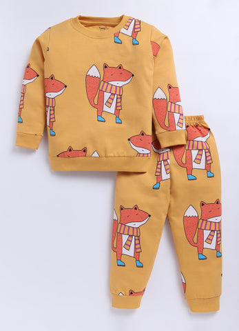 Toonyport Boys' Cute Fox Printed Comfy Sweatshirt with Jogger Set