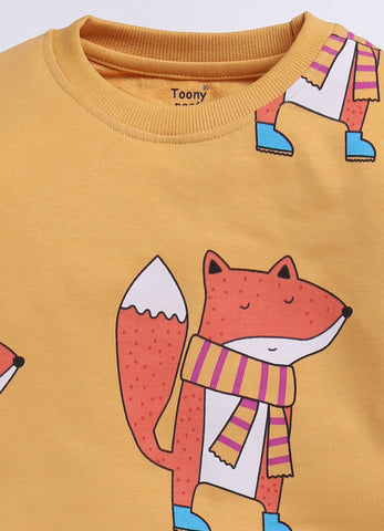 Toonyport Boys' Cute Fox Printed Comfy Sweatshirt with Jogger Set