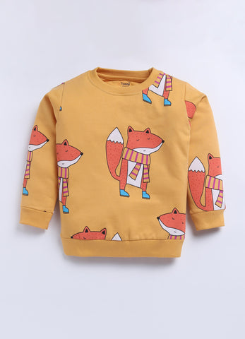 Toonyport Boys' Cute Fox Printed Comfy Sweatshirt with Jogger Set