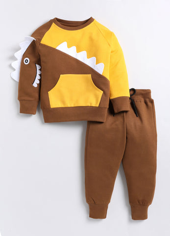 Toonyport Boys' Cute Dino Comfy Sweatshirt with Jogger Set