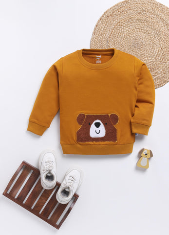 Kids' Cozy Cotton Teddy Patched Sweatshirt