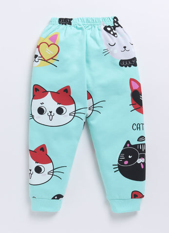 Toonyport Boys' Cute Kitty Printed Comfy Sweatshirt with Jogger Set