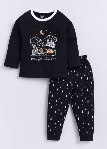 Boys' Printed Cotton T-Shirts with Jogger Set