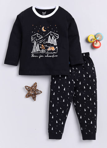 Boys' Printed Cotton T-Shirts with Jogger Set