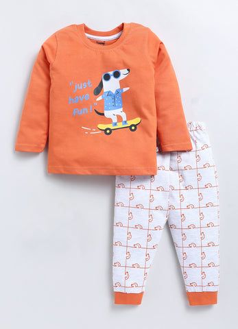 Boys' Printed Cotton T-Shirts with Jogger Set